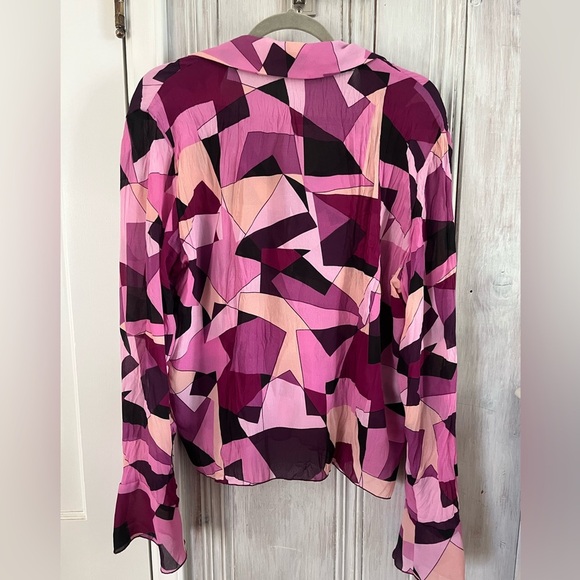 VTG Y2K petal pink lace ruffle flutter sleeve drop waist top size XL coquette - Picture 9 of 14